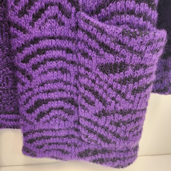 Vintage Via Frascatti Snap Cardigan Purple Fan Shell Pattern Size 36 - Picture 3 of 11